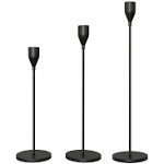 SUJUN Matte Black Candle Holders Set of 3 for Taper Candles