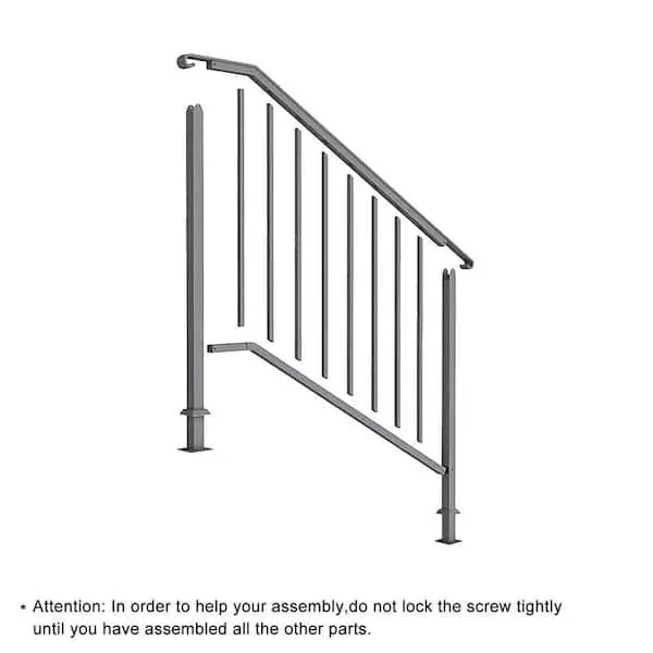 Outdoor Stair Railing 1-Piece, Curly Design Non-Slip Grip, Iron Handrails for Outdoor Steps,for Concrete Steps or Wooden Stairs