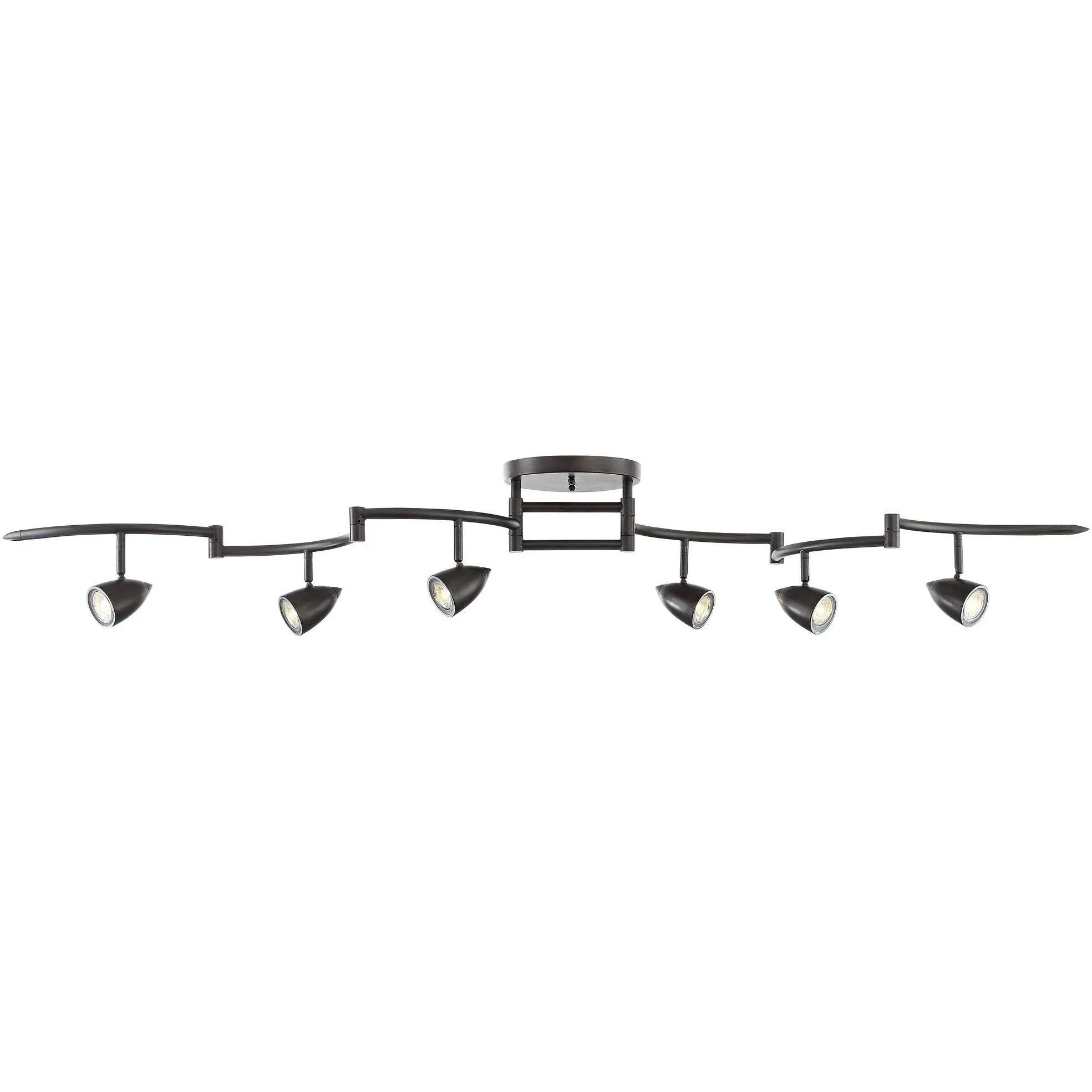 Pro Track Heavy Duty Axel 6-Head LED Ceiling Track Light Fixture Kit Spot-Light GU10 Dimmable Black Metal Farmhouse Rustic Industrial Large Kitchen Bathroom Living Room Dining Hallway 72" Wide