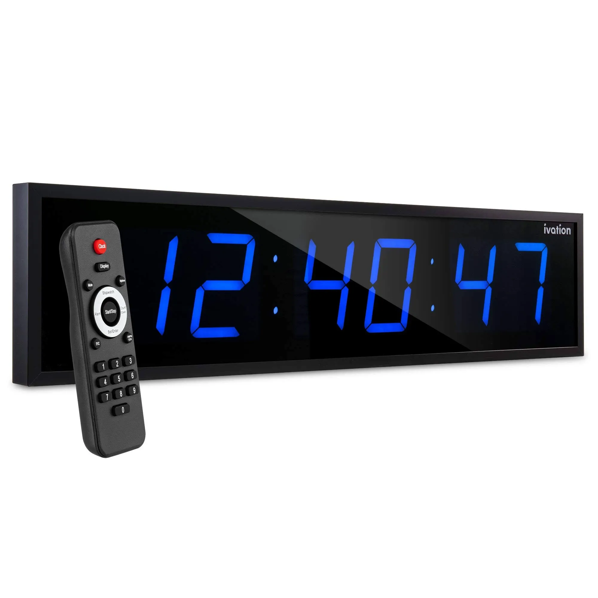 Ivation Large Digital Wall Clock, 36-Inch LED Display w/Timer - Blue