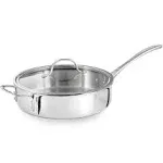 BRAND NEW Calphalon Tri-Ply Stainless Steel 3-Quart Sauté Pan W/Glass Lid IN BOX