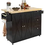 IRONCK Rolling Kitchen Island Cart with Drop-Leaf Countertop, Barn 3Drawers, Barn ...