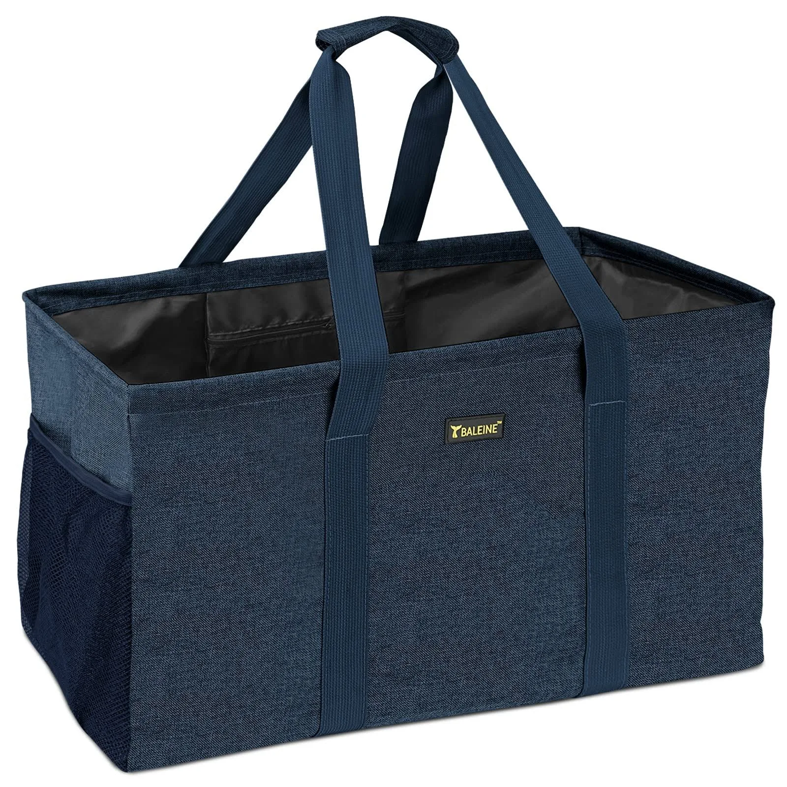 BALEINE Extra Large Utility Tote Bag with Wire Frame for Storage (Blue, 22''x12''x10'')