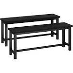 DKLGG Dining Benches, 39 Inch Kitchen Benches, Pair of 2 Table Benches for Kitchen, Living Room, Bedroom, Industrial Style Entryway Bench Dining Room Benches with Metal Legs, Durable and Stable, Black