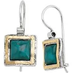 Silpada 'Emerald Lake' Compressed Turquoise Drop Earrings in Sterling Silver & 14K Gold Plate