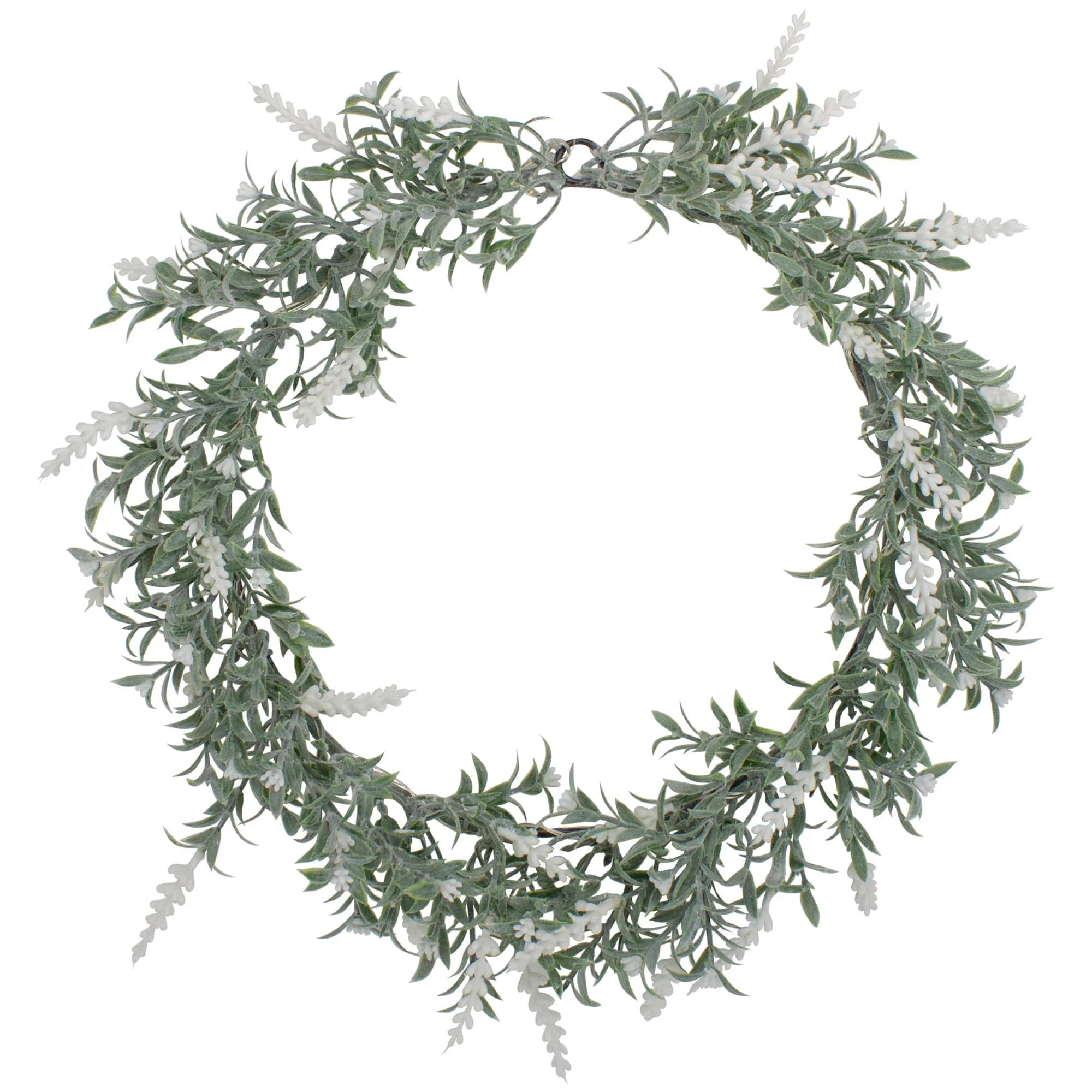 White Lavender LED Lighted Faux Wreath, 16&quot;