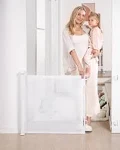 Retractable Baby Gate, Mesh Baby and Pet Gate 33&#034; Tall, Extends up to 55&#034; Wide, 