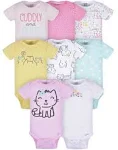 8-Pack Baby Girl Kitty Short Sleeve Onesies Brand Bodysuits - Newborn