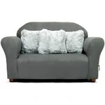 Keet Plush Childrens Sofa with Accent Pillows, Charcoal/Grey