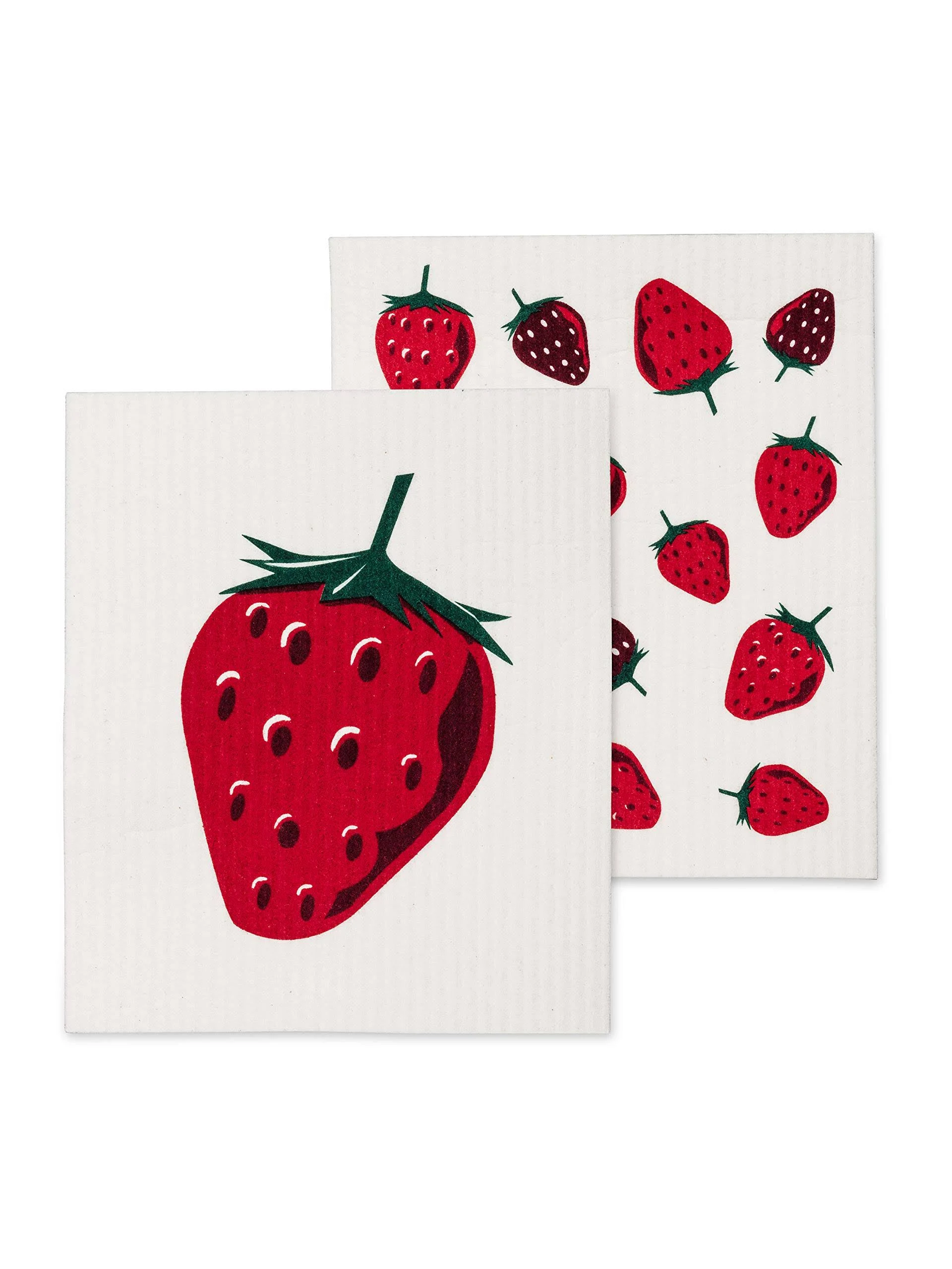 Abbott Collections AB-1284-ASD-BERRY-01 6.5 x 8 in. Strawberry Dishcloths Ivory & Red - Set of 2