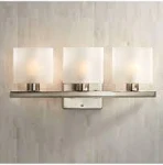 Possini Euro Linen Glass 23 1/2&quot;W Brushed Nickel Bath Light | www.lampsplus.com