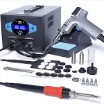 WEP 948-III 2-in-1 ESD Safe Desoldering Station and Soldering Station with Desoldering Gun, Soldering Iron, Sleep Mode, Temperature Calibration with