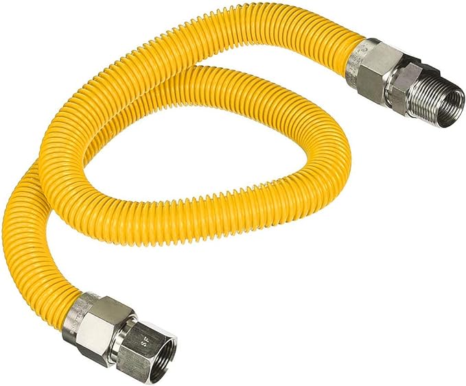 Flextron FTGC-YC34-36P 36" Flexible Yellow Epoxy Coated GAS Line Connector with 1"