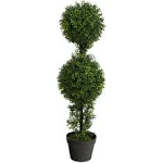 Nearly Natural 34" Boxwood Double Ball Topiary Artificial Tree (Indoor/Outdoor)