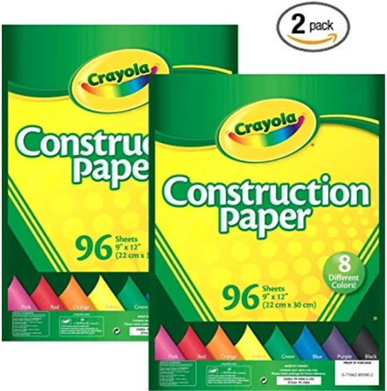 Crayola 993000 9&quot; x 12&quot; 8-Assorted Color Construction Paper - 96/Pack