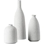 White Ceramic Matte Vase Set 3 for Home Decor, Minimalist Art Decorative Vases for Modern Farmhouse, Living Room, Entryway Centerpieces, Bookshelf