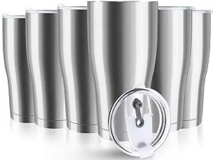 XccMe 30 oz Stainless Steel Tumbler with Lid,6 Pack Double Wall Vacuum Insulated ...