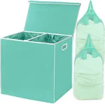 Simple Houseware Double Laundry Hamper with Lid and Removable Laundry Bags