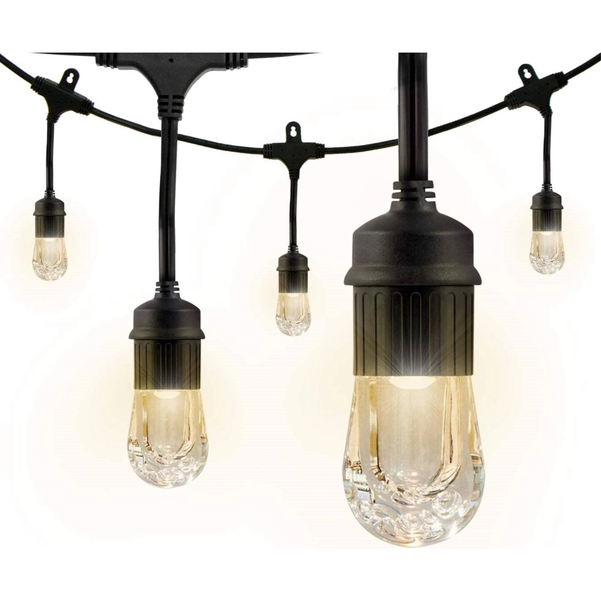 12ct Classic Café Outdoor String Lights Integrated LED Bulb - Black Wire - Enbrighten