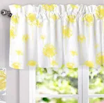 DriftAway Dandelion Floral Botanical Lined Thermal Insulated Window Curtain Valance Rod Pocket 52 Inch by 18 Inch Plus 2 Inch Header Yellow 1 Pack