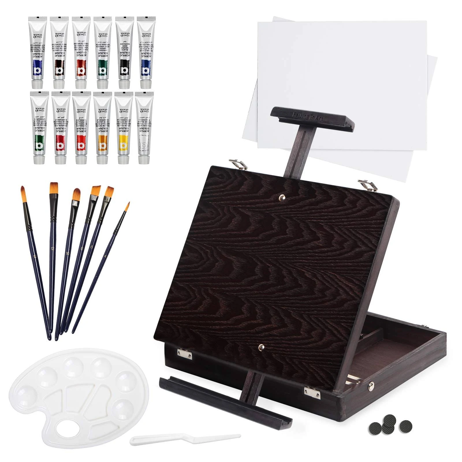 Falling in Art Tabletop Easel Painting Set -23 Pieces Acrylic Painting Kit with ...