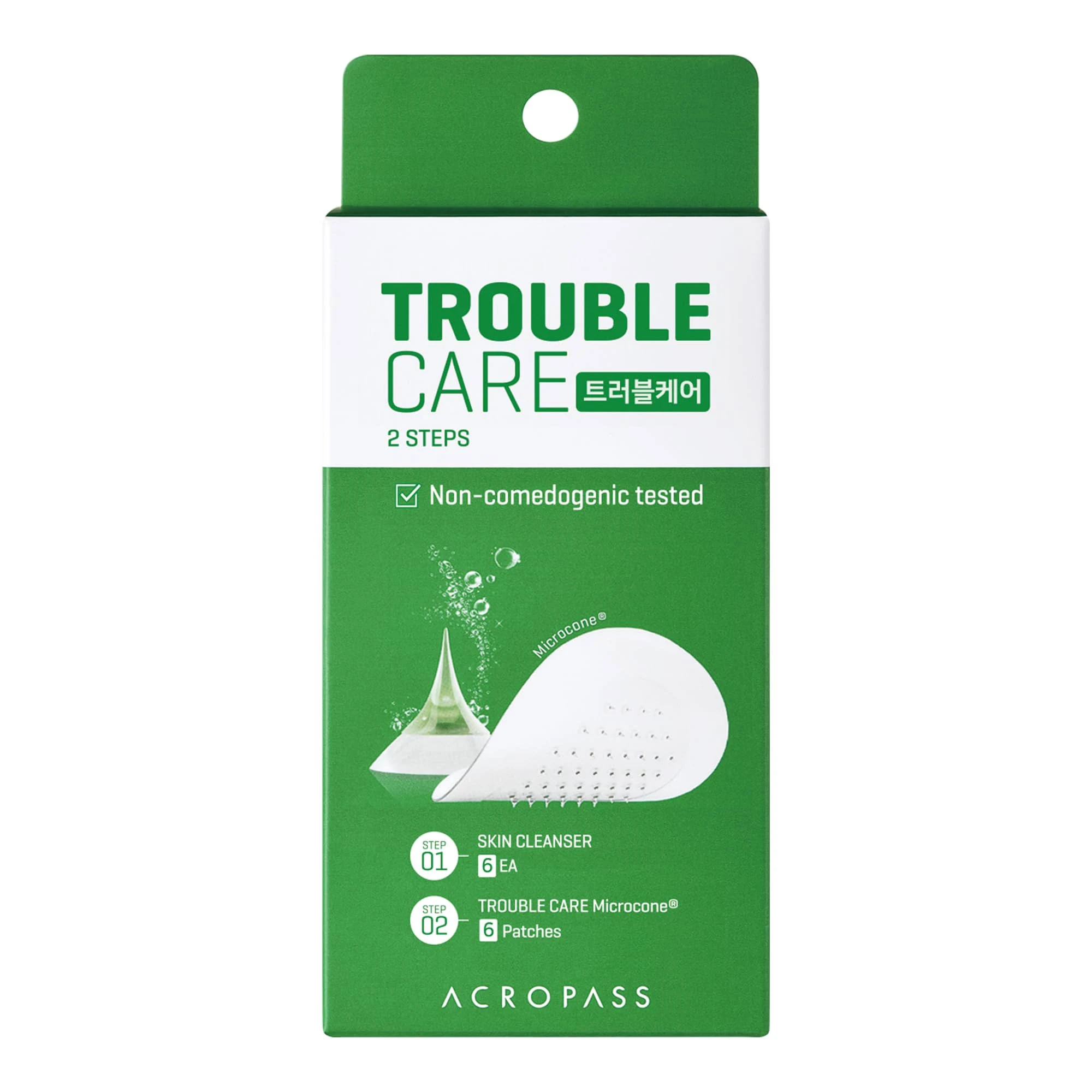 Acropass Trouble Care Microcone for Blemishes - Hydrocolloid, Pimple Spot Patches (6 count + 6 skin clenasers)