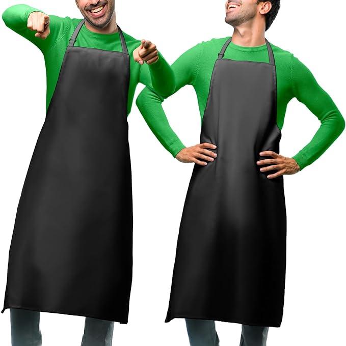 GREEN LIFESTYLE 2 Pack Waterproof Rubber Vinyl Apron, Heavy Duty Chemical Resistant Work Apron, Waterproof Aprons for Dishwashing, Unisex Lab Apron,