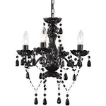 LaLuLa Black Chandelier Small Crystal Chandelier Lighting Mini Acrylic Chandelier 4 Light Modern Pendant Light Fixtures