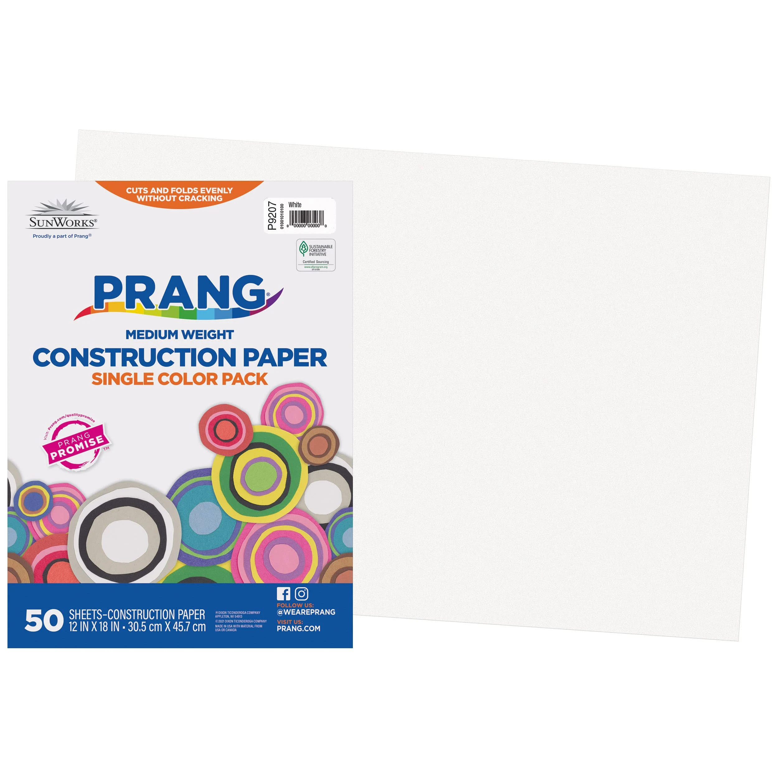 Sunworks Construction Paper, White, 12" x 18" - 50 pack