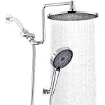 10" Rainfall Shower Head with Handheld Combo, Upgrade 12" Extension Arm Height Adjustable, 3-Way Powerful Shower Head with Hand Shower, Brass Shower WT0002PC