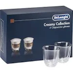 DeLonghi Creamy Set 6x Cups Cappuccino Coffee 270ml Glass Thermal Double Wall