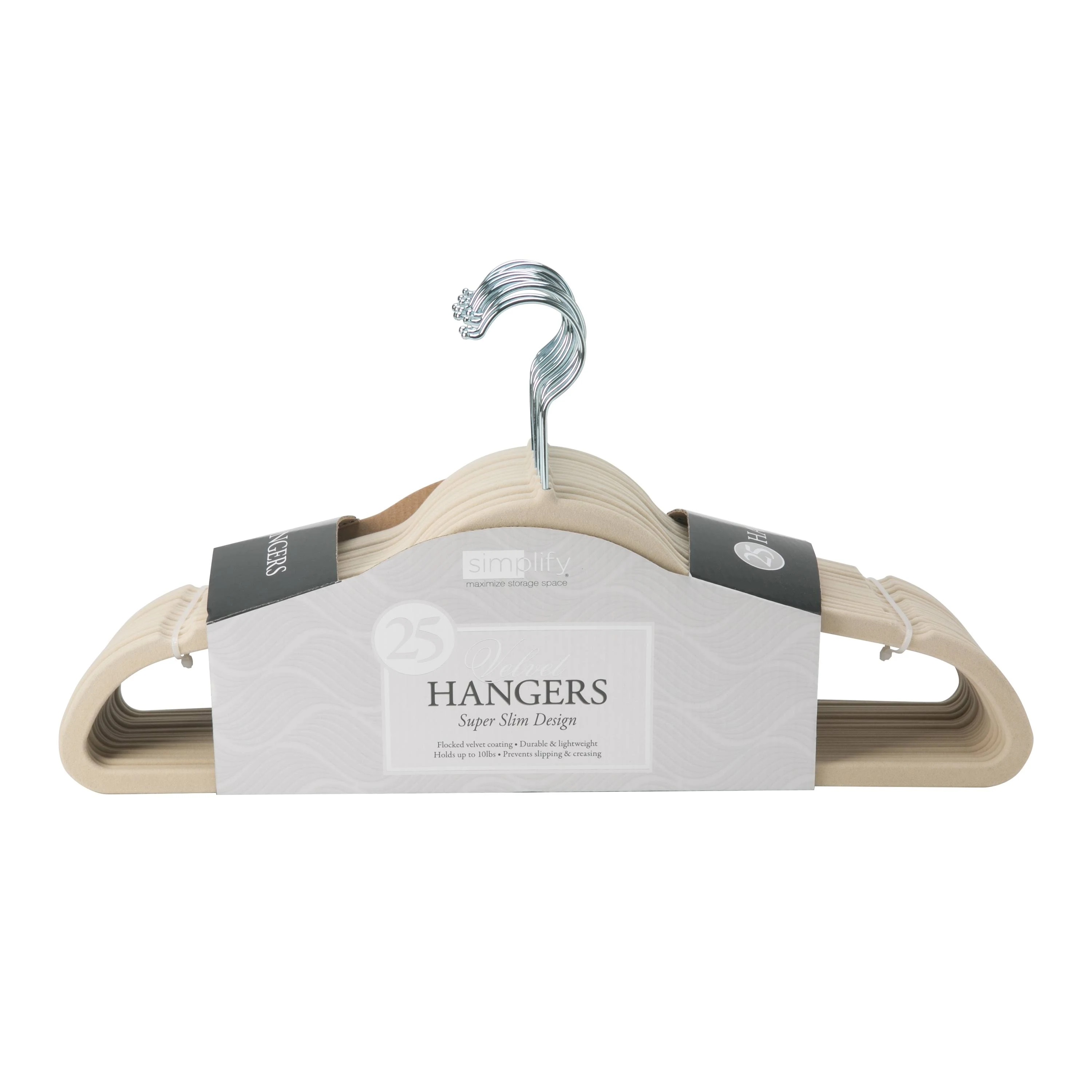 Simplify 25 Pack Slim Velvet Suit Hangers in Grey - 9"x 17.70" x 0.16"