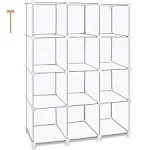 TomCare Cube Storage 12-Cube Book Shelf Storage Shelves Closet Organizer Shelf Cubes Organizer Plastic Bookshelf Bookcase DIY Square Closet Cabinet Shelves for Bedroom Office Living Room, White