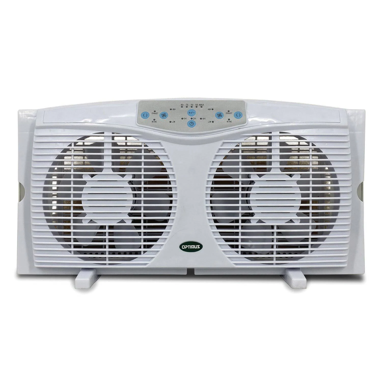 Optimus F-5286 8" 3 Speed Cool Air Home Twin Window Fan w/ Thermostat (Open Box)