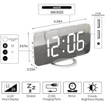 Wulawindy Digital Alarm Clock Large Mirrored LED Display with USB Charger Snooze Function Dim Mode Wall Hanging Beside Desk Clock for Bedroom