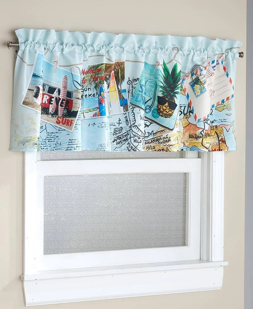 The Lakeside Collection Huntington Beach Window Valance with Rod Pocket Coastal