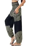 Joob Joob Womens Flowy Boho Pants Harem Loose Yoga Pants Casual Bohemian Hippie Pajama Lounge Comfy Elephant Pajama Pants Onyx, Onyx