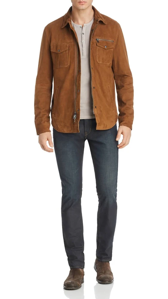 John Varvatos Men's Shilo Light Suede Shirt Jacket