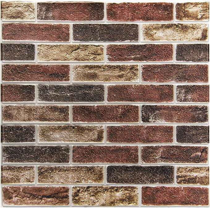 Art3d 10Pcs Large Size 52.5 Sq.FT 3D Self-Adhesive Foam Brick Wall Panels, Gray Brown(10 Pack)