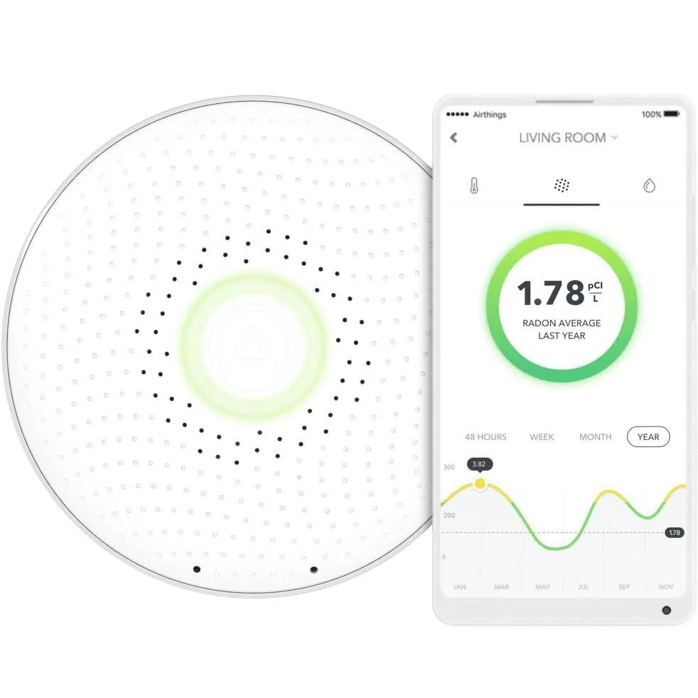 Airthings 2950 Wave Radon - Smart Radon Detector with Humidity &amp; (B6)