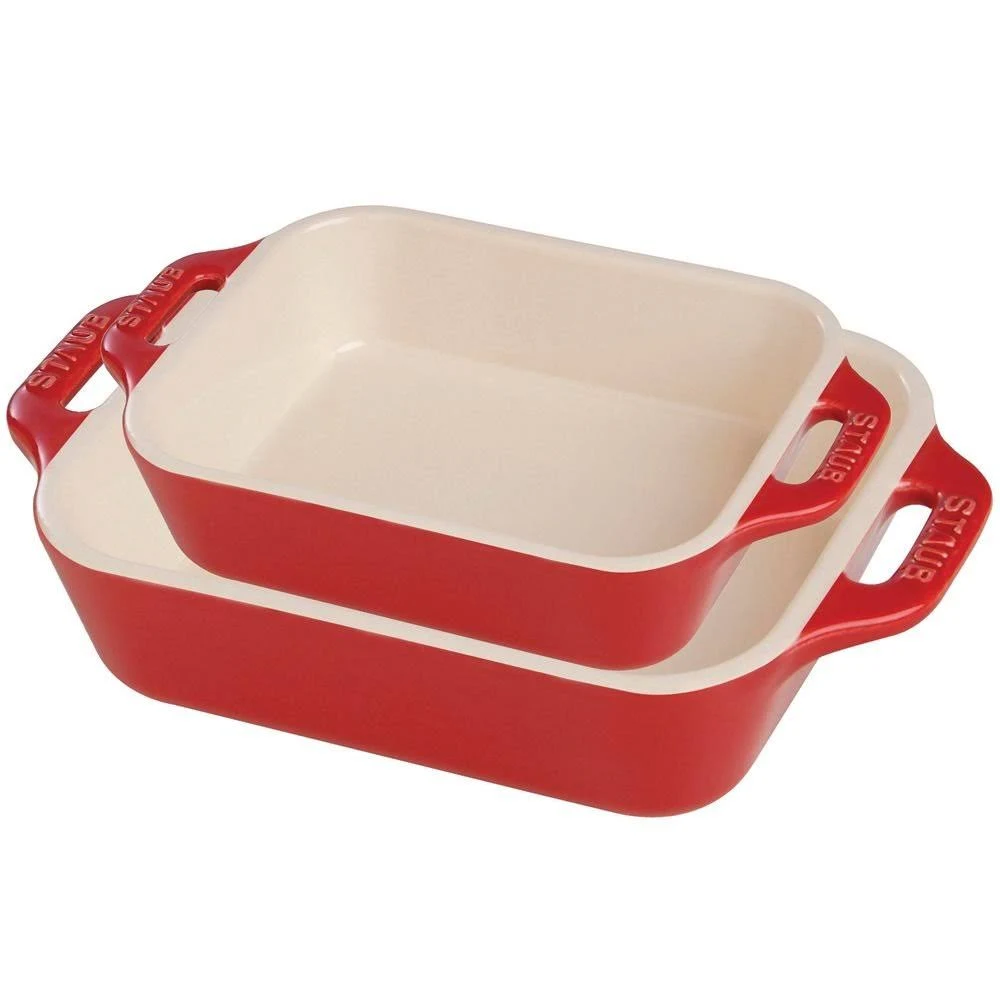 Staub Ceramic 2-Pc Rectangular Baking Dish Set - Cherry