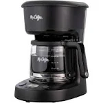 Mr. Coffee Coffee Maker, Programmable Coffee Machine with Auto Pause and Glass Carafe, 5 Cups, Black