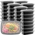 50pack Meal Prep Plastic Microwavable Food Containers For Meal Prepping With Lid