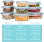 AILTEC Glass Food Storage Containers with Lids, [18 Piece] Meal Prep Containers for Food Storage , BPA Free & Leak Proof (9 Lids & 9 Containers)