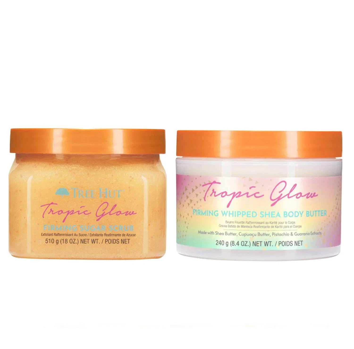 Tree Hut Tropical Glow Shea Sugar Scrub and Body Lotion Set Formulated with Cupuacu Butter, Certified Shea Butter and Guarana EX