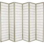 Oriental Furniture Room Divider Window Pane Freestanding Brass Hinges (6-Panels)