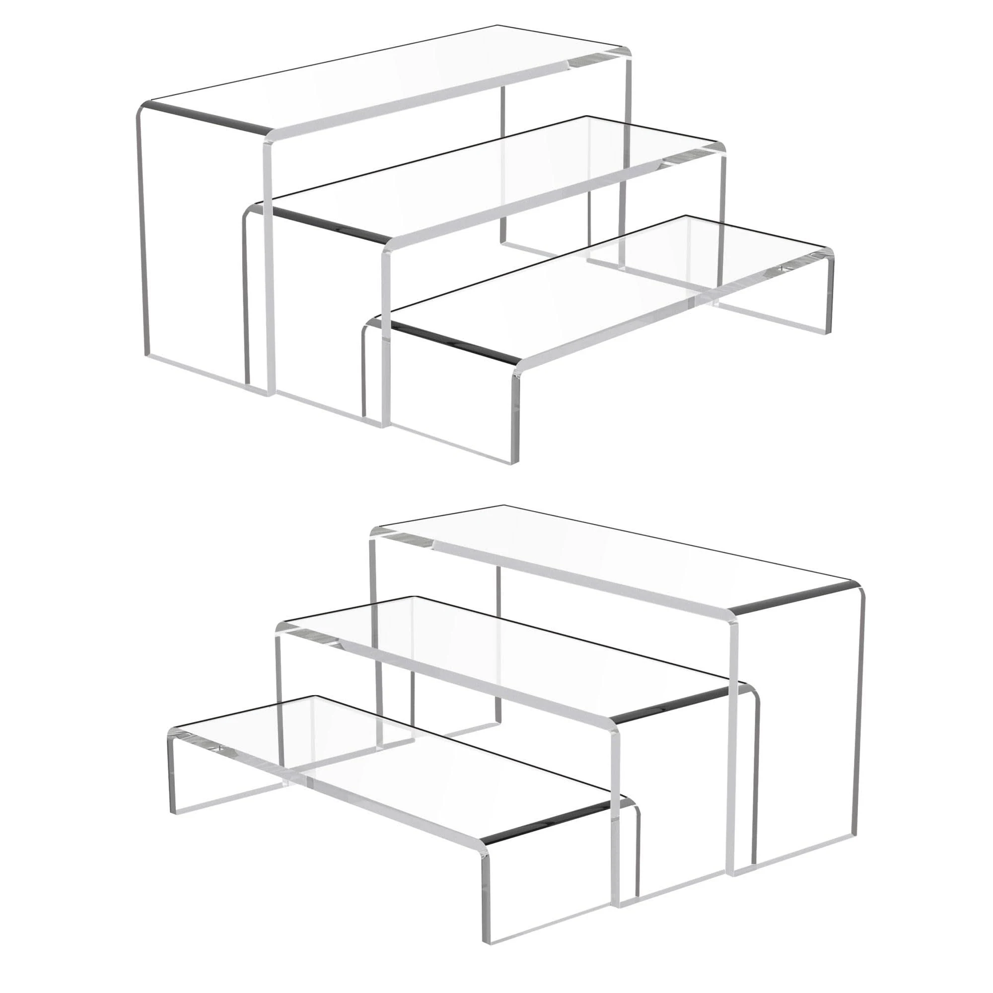 Acrylic Display Risers, Clear Rectangle Stands Shelf for Display 6pcs