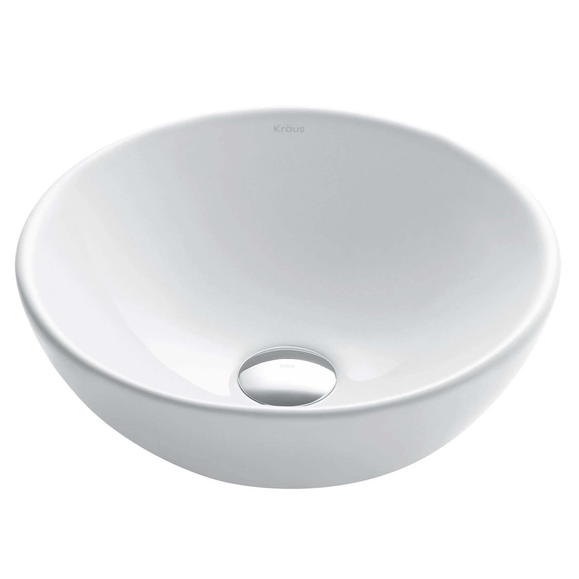 Kraus KCV-341 Elavo White Ceramic Small Round Vessel Bathroom Sink