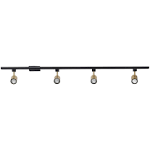 Globe Electric 64000009 56" 4-Light Adjustable Track Lighting Kit, Matte Black Bar, Matte Brass Track Heads, Track Ceiling Light Fixture, Track 91002830