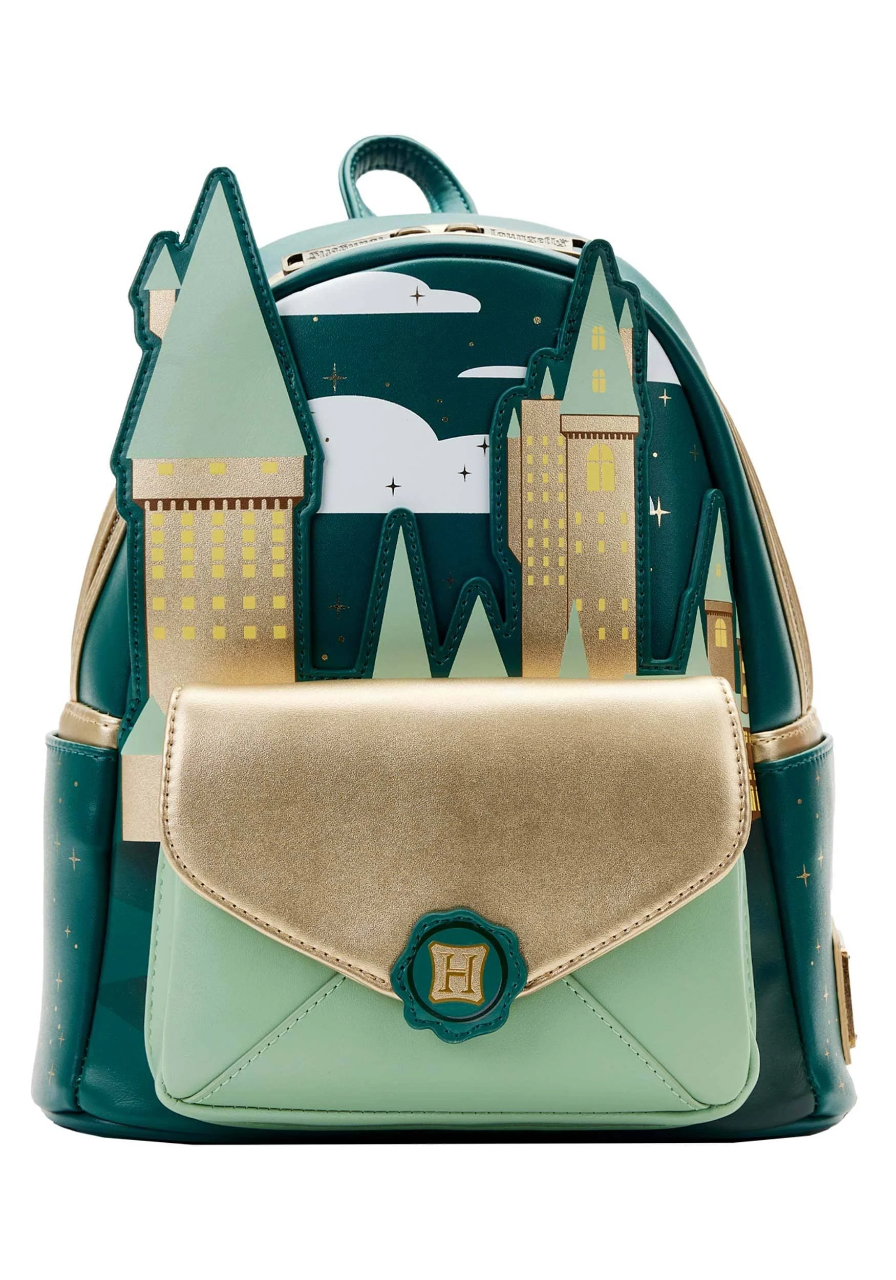 Harry Potter: Golden Hogwarts Castle Loungefly Mini Backpack